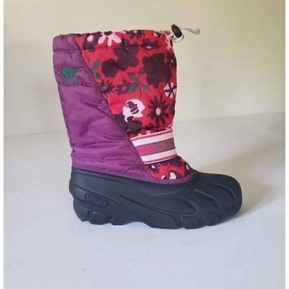 SOREL Cub Pink and Purple Floral Waterproof Insulated Winter Snow Boot Sz 5 - Picture 4 of 12